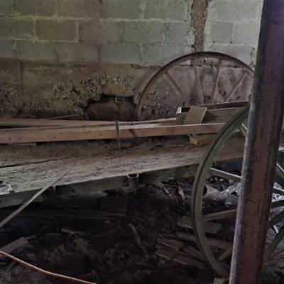 Remnants of flat bed wagon