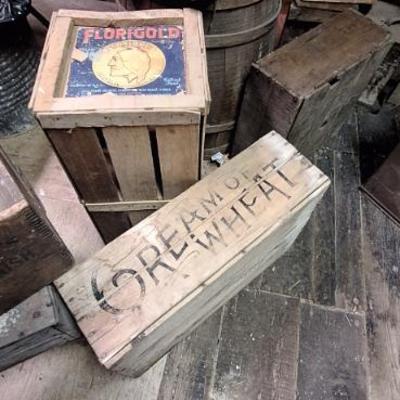 Old wooden boxes