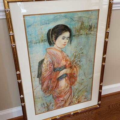 Edna Hibel "The Red Kimono" Limited Edition Print 697/1000