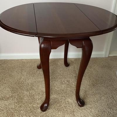 Small Wooden Round Drop Leaf Table