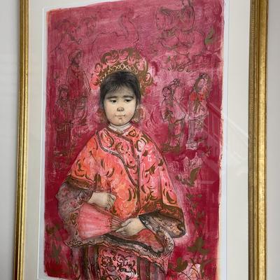 Edna Hibel "Little Empress" Original Stone Lithograph - Signed