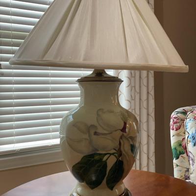 Ceramic & Brass Floral Table Lamp