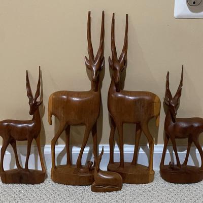 Collection of Hand Carved Kenyan Antelope Figures