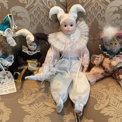 Baby Porcelain Head Jack-in-the-Box & Harlequin Dolls