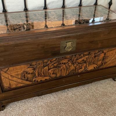 Vintage Carved Cedar Chest From Taiwan