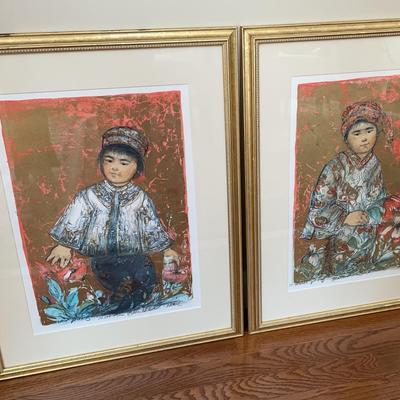 Two Artist's Proof Original Lithographs Signed Edna Hibel "Little Flower" & "The New Red Jacket"