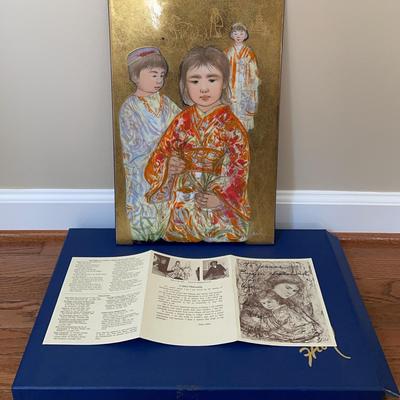 Edna Hibel "Kimi-No" Original Stone Lithograph on Bavarian Porcelain - Signed Artist's Proof