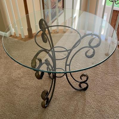 Glass Top Metal Base Round Table