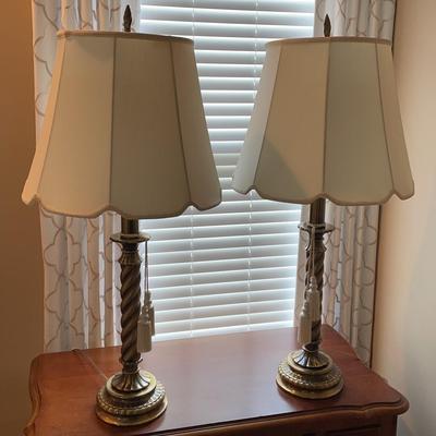 Vintage Pair Of Brass Table Lamps