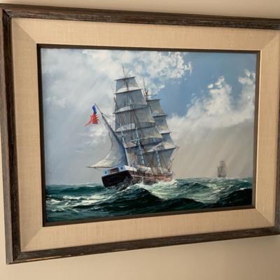Will Haddon 1973 Framed Sailing Ship Painting