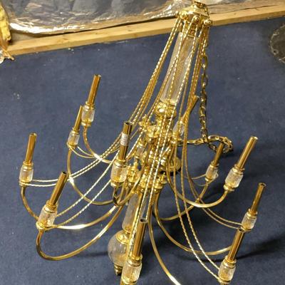 Ornate Brass & Glass Chandelier