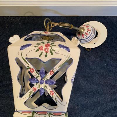 Spanish Ceramic Ceiling Mount Lantern Lamp