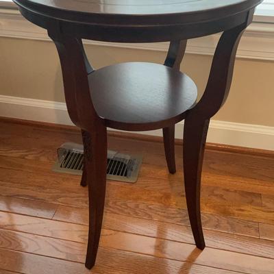 Small Round Carved Wood Side Table
