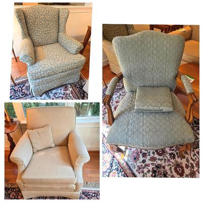 3 Vintage Armchairs; Wingback, French Provencial 