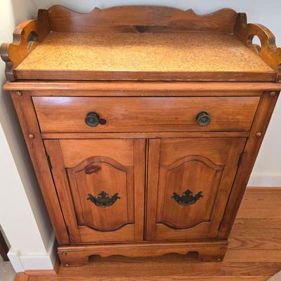 Vintage Wooden Bar Cabinet & Barware