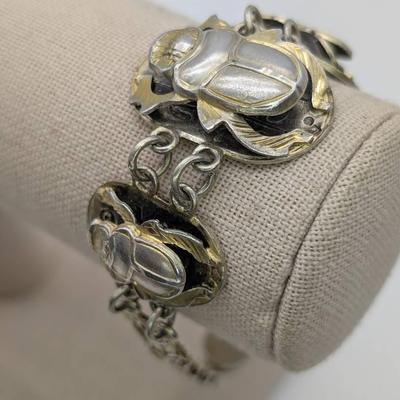 Sterling Silver Scarab Bracelet ...7.5"