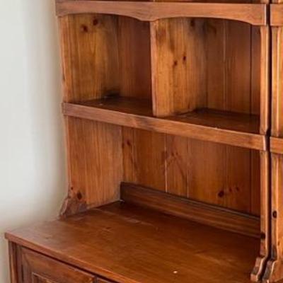 Wooden Bookshelf With Lower Cabinet - B