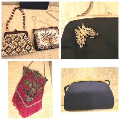 5 Vintage Purses, Antique Belgian Beaded