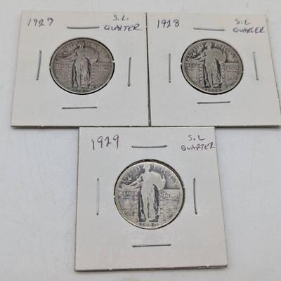 3 Standing Liberty Quarters...1927-29