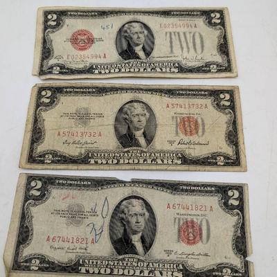Three Red Seal $2 Notes...1928, 1953, & 1963