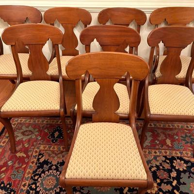Eight Henkel-Harris American Black Walnut Dining Chairs 