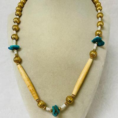 Southwest Bone & Turquoise Necklace