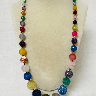 Vintage Agate Colorful Beaded Necklace