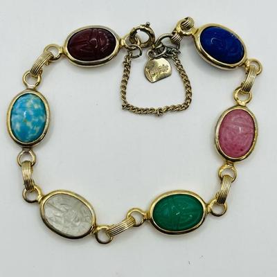 “Judy Lee” Mid-Century Scarab Bracelet