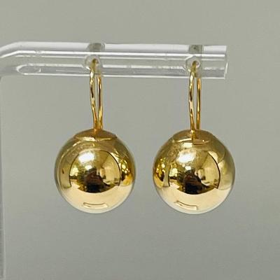 14K Gold Ball Drop Earrings