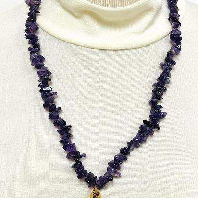 Amethyst Chip Necklace with Geode Pendant