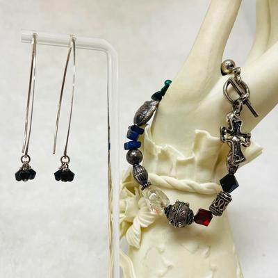 Sterling Silver Bracelet and Earrings