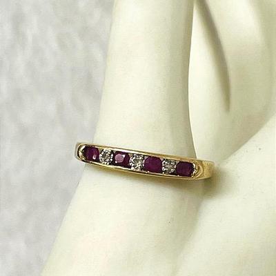 10k Gold, Ruby, and Diamond “I Love You” Ring