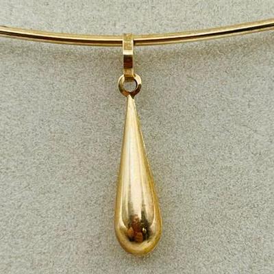 14K Gold Teardrop Pendant