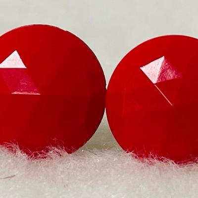 Sterling Silver Red Glass Vintage Earrings 