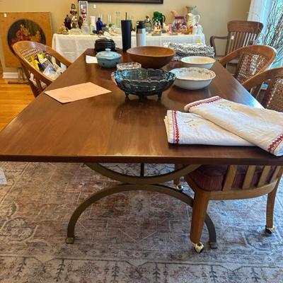 Sale Photo Thumbnail #150: Great table with metal legs and great finish on top