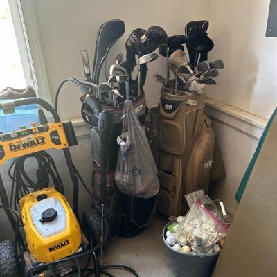 Sale Photo Thumbnail #158: Golf clubs, bags and balls