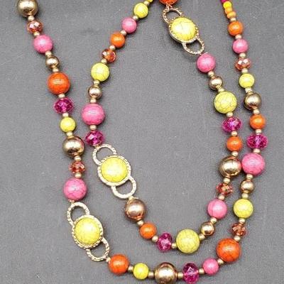 Colorful Beaded Necklace And Earrings Set
