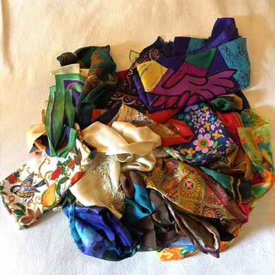 (24) Assorted Silk Scarves & Handkerchiefs
