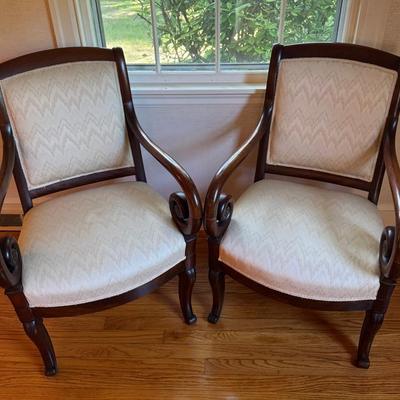 (2) Upholstered Wood Chairs 