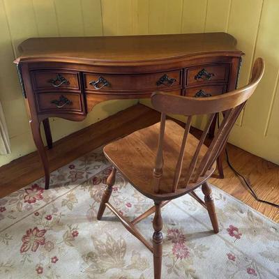 Wooden 5-Drawer French-Style Desk with Chair