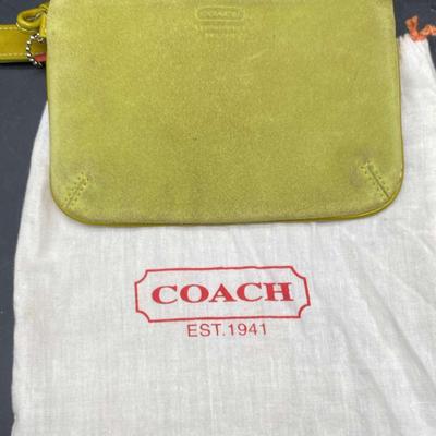 Small Suede Coach Wristlet Bag