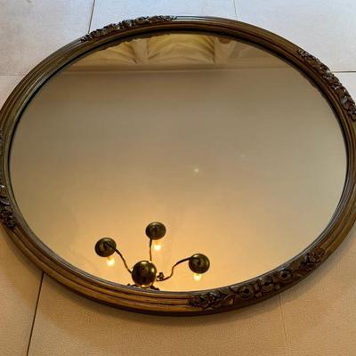 Large Round Ornate Framed Mirror 