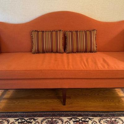  Chippendale Style Burnt Orange Sofa