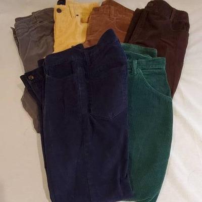 (6) Pair Women's Corduroy Pants- Benetton, Brooks Brothers, Talbots