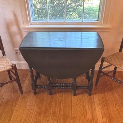 Black Drop Leaf Table With Two Chairs 