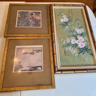 (3) Framed Asian Folk Art Prints