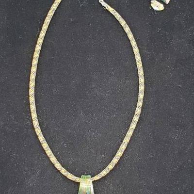 Dichroic Glass Necklace And Earrings Set (Damage)