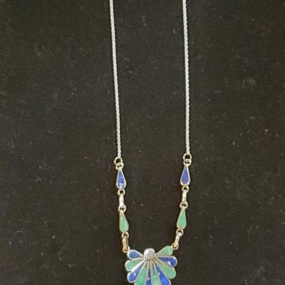 Silver And Stones Necklace and Earrings Set