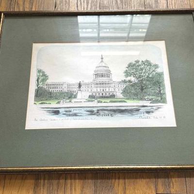 The United States Capital, Washington D.C. Watercolor