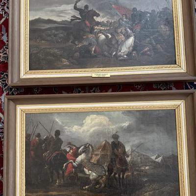 Attributed to Jacques Courtois Le Bourguignon (1621-1676) - Two battle scenes 